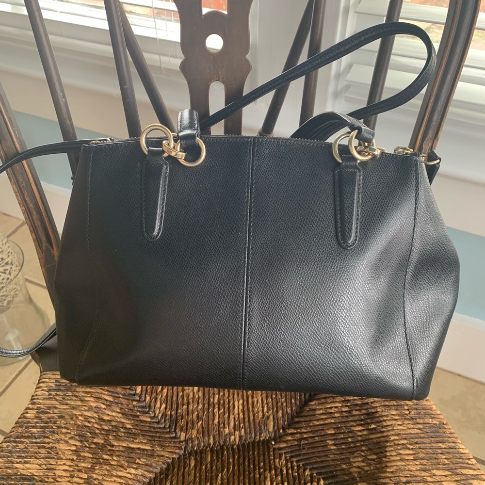 Coach Christie Carryall Black Pebbled Leather Satchel with Gold Hardware - Picture 2 of 9